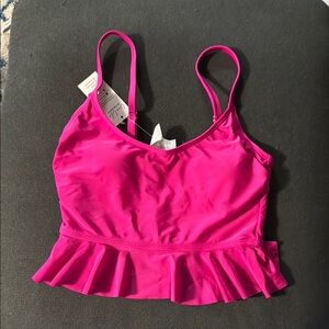 Vibrant Pink peplum swim suit top